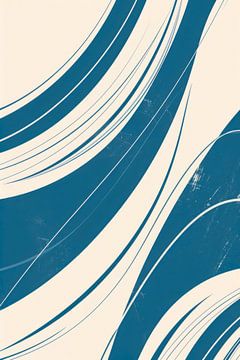 Dynamic wave pattern in blue by Poster Art Shop