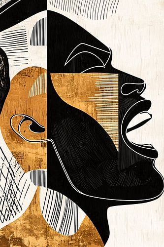 Abstract portret met gouden details