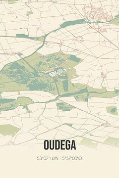 Vintage landkaart van Oudega (Fryslan) van MijnStadsPoster