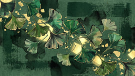 Emerald Ginkgo Leaves with Golden Light by Siti Zuliana