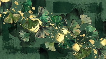 Emerald Ginkgo Leaves with Golden Light