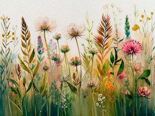 Spring meadow. Natural grasses and Red clover. by Studio Pieternel