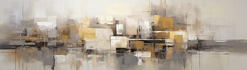 Stedelijke Gouden Spiegeling | Abstracte Kunst van Abstract Schilderij