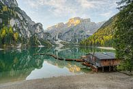Braies Lake in South Tyrol on an autumn morning by Michael Valjak thumbnail