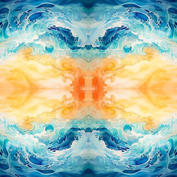 Gewelltes Meer abstrakte Collage von Vlindertuin-Art