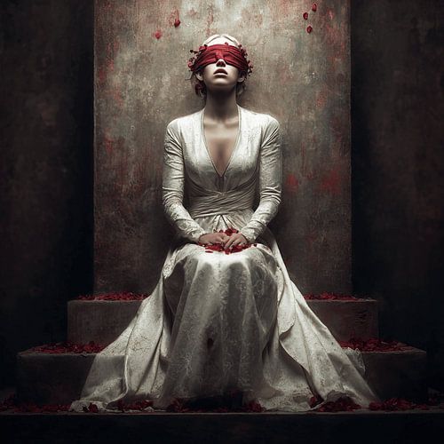The White Bride on the Throne - Submission with Roses
