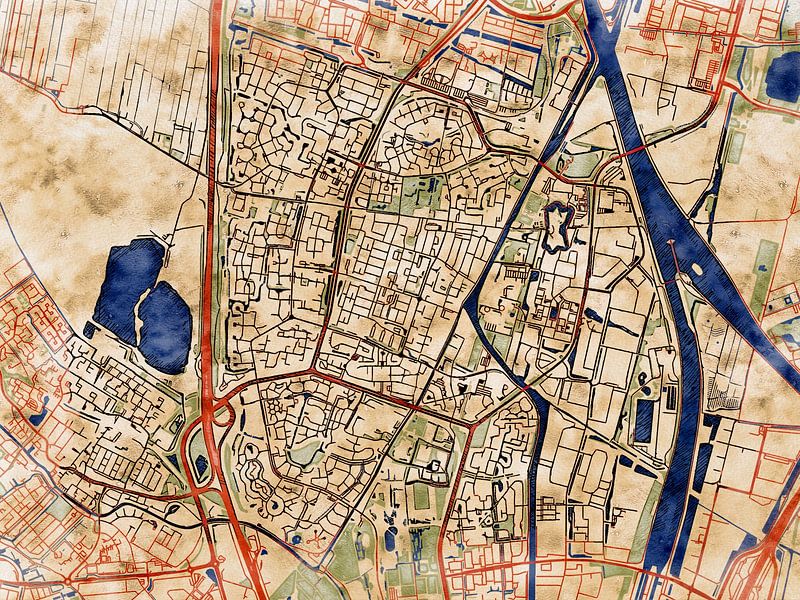 Karte von Nieuwegein im stil 'Serene Summer' von Maporia