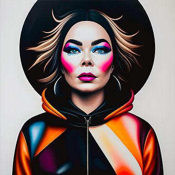 Portret  2 van populaire IJslandse zangeres Björk van The Art Kroep