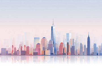 Minimalistische Skyline van New York van Thea