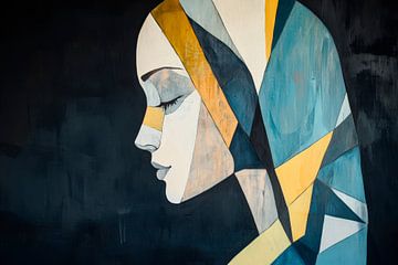 Geometric portrait of a woman in blue by Poster Art Shop