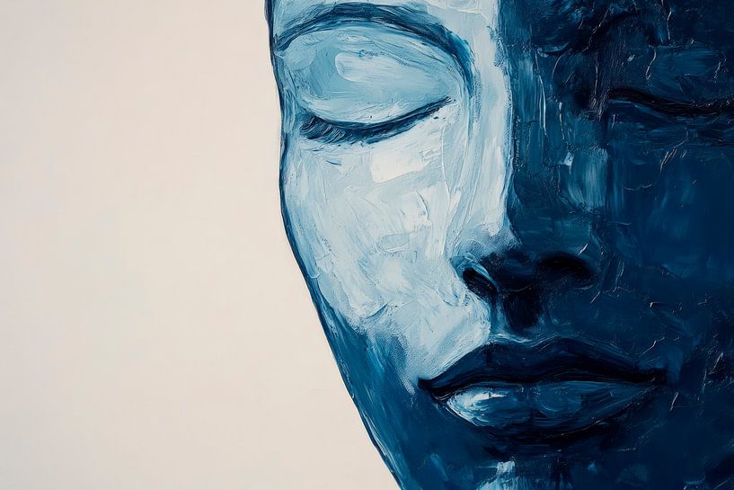 Abstract face sketch in blue tones by Poster Art Shop
