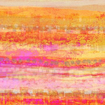 Geometrisch landschap in oranje van Claudia Gründler