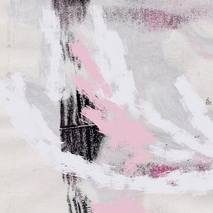 Zarte, abstrakte Pinselstriche in Rosa und Weiß.