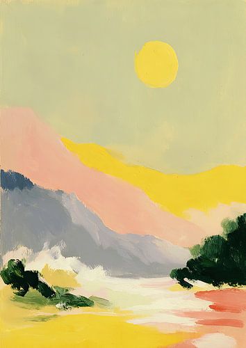 Abstract pastel landschap met zachte zon