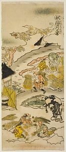 Torii Kiyomasu II - Autumn, Harvesting Rice