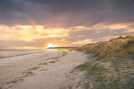 On Blåvand beach at sunset by the sea by Martin Köbsch