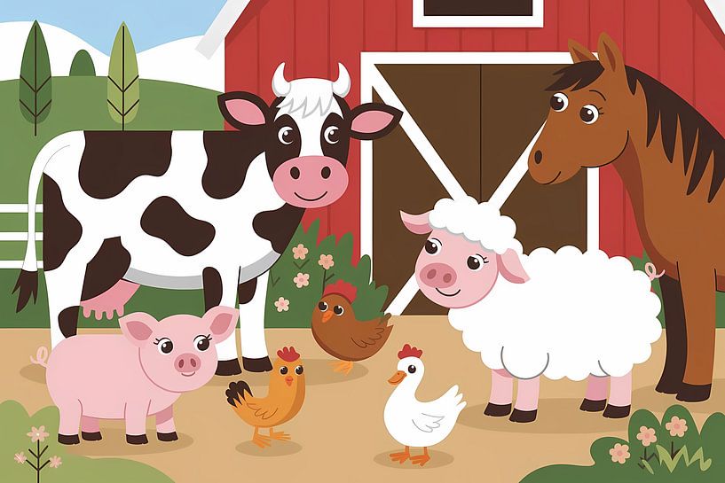 Mignons animaux de ferme dans une grange par Art & Soul Creations