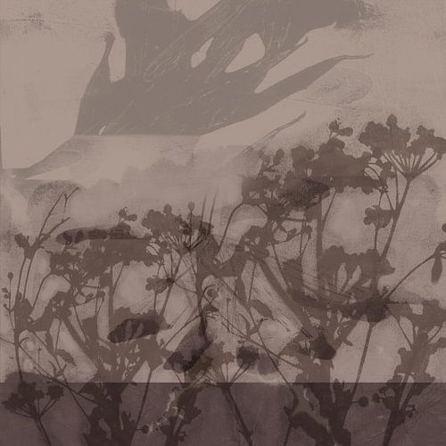 Art botanique abstrait. Fleurs en marron et beige