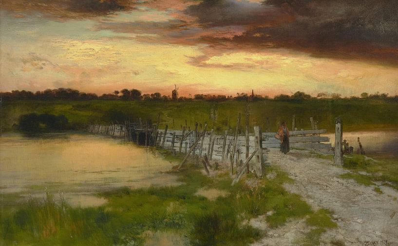 Thomas Moran~Die alte Brücke über den Hook Pond, East Hampton, Long Island von finemasterpiece