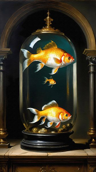 Poisson rouge dans un bocal en verre par Maud De Vries