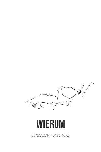 Wierum (Fryslan) | Map | Black and white by Prints of Place