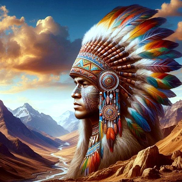 Male native North America 4 by Yvonne van Huizen