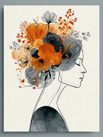 portrait of a woman with flowers by Egon Zitter