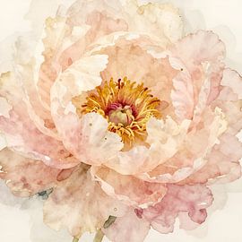 Pfingstrose in Aquarell von Kristin M