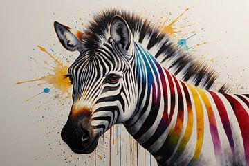 Kleurrijke zebra portret van De Muurdecoratie