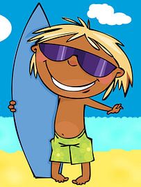 Surf dude on the beach by Henny Hagenaars