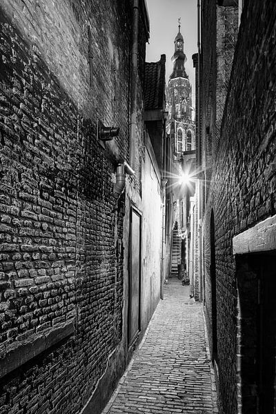 The smallest alley in Breda Black and White by JPWFoto