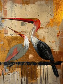Vogels: Baas boven Baas van Abstract Schilderij