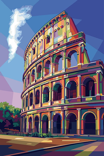 Colloseum WPAP Pop Art-illustratie op metalen poster