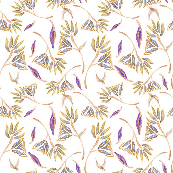 Copper, gold and blue floral pattern by Liv Dee