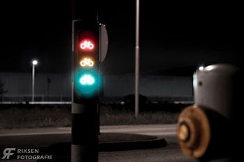 Bike traffic light at night