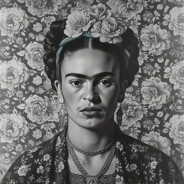 Frida Poster Print Black and White von Niklas Maximilian