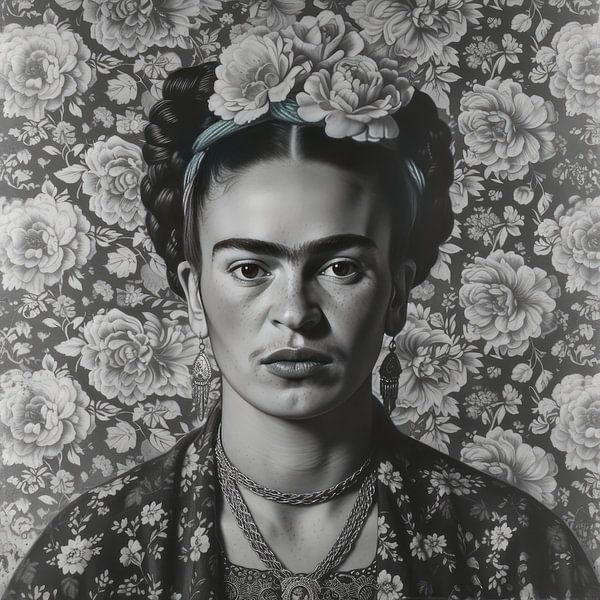 Frida Poster Print Black and White von Niklas Maximilian
