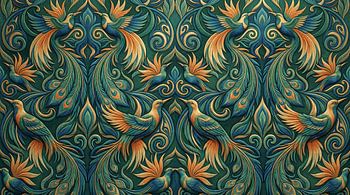 Indonesian Birds and Tropical Floral Seamless Pattern