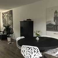 Photo de nos clients: Illustration de la ville de Zwolle en noir et blanc-gris par Mevrouw Emmer, sur toile