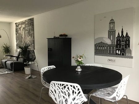 Skyline illustration city Zwolle black-and-white-grey