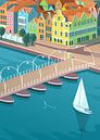 Curaçao, Willemstad with the Pontoon Bridge by Eduard Broekhuijsen thumbnail
