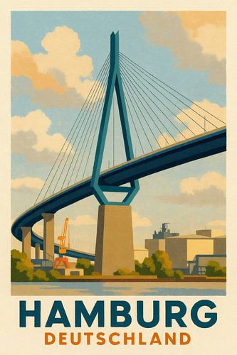 Köhlbrandbrug over de Elbe van Sabine Wagner