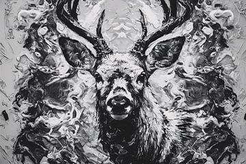 Zwart-wit abstract hert ontwerp van Art & Soul Creations