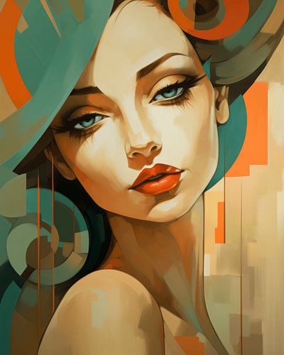 Porträt in Blau und Orange