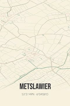 Vintage map of Metslawier (Fryslan) by Rezona