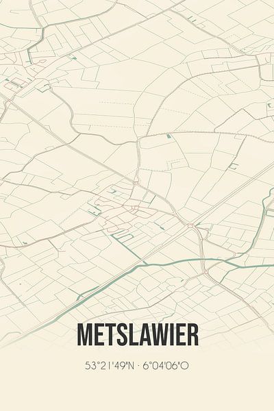 Vintage map of Metslawier (Fryslan) by Prints of Place