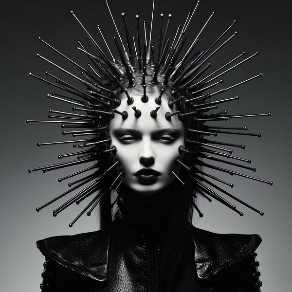 Digital created very beautiful sexy woman with bizarre fetish mask in high fashion style by Art Bizarre