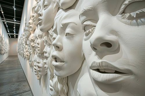 Digitaal abstract portret uit de muur aan de muur