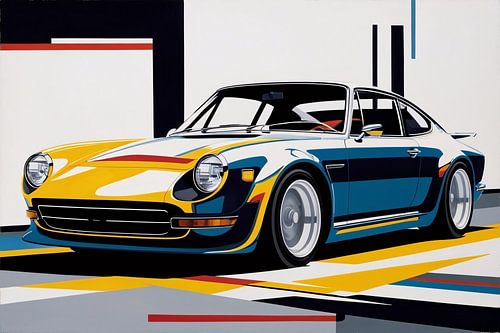 Abstracte kleurrijke sportwagen kunst