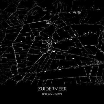 Schwarz-weiße Karte von Zuidermeer, Nordholland. von Rezona
